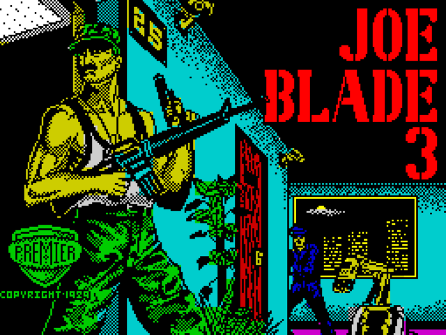 Joe Blade 3 title screen for ZX Spectrum